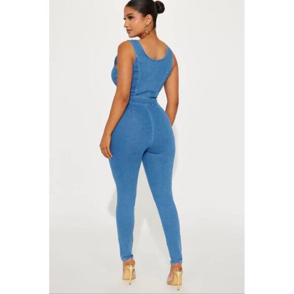 Haute Monde Women Denim Jumpsuit Size S - Picture 2 of 9